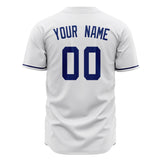 Custom White Baseball Jersey (With Royal Color)