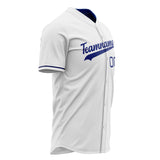 Custom White Baseball Jersey (With Royal Color)