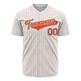 Custom White Baseball Jersey (With Orange Orange Pinstripe)