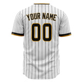 Custom White Baseball Jersey (With Black Black Pinstripe)