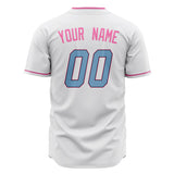 Custom White Baseball Jersey (With Pink Color)