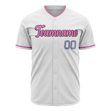 Custom White Baseball Jersey (With Pink Color)