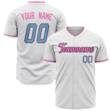 Custom White Baseball Jersey (With Pink Color)