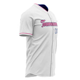 Custom White Baseball Jersey (With Pink Color)