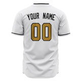 Custom White Baseball Jersey (With Old Gold Color)