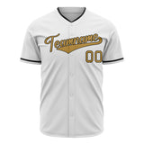 Custom White Baseball Jersey (With Old Gold Color)