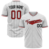 Custom White Baseball Jersey (With Red Black Pinstripe)