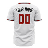 Custom White Baseball Jersey (With Red Color)