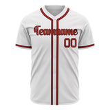 Custom White Baseball Jersey (With Red Color)