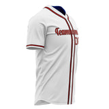 Custom White Baseball Jersey (With Red Color)