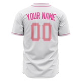 Custom White Baseball Jersey (With Pink Color)