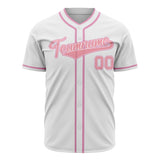 Custom White Baseball Jersey (With Pink Color)