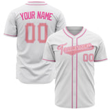 Custom White Baseball Jersey (With Pink Color)