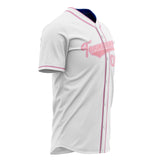 Custom White Baseball Jersey (With Pink Color)