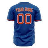 Custom Royal Baseball Jersey (With Orange Color)