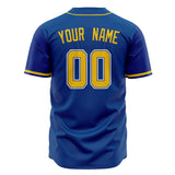 Custom Royal Baseball Jersey (With Gold Color)