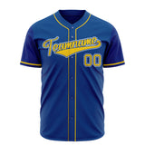 Custom Royal Baseball Jersey (With Gold Color)