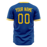 Custom Royal Baseball Jersey (With Gold Color)