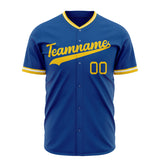 Custom Royal Baseball Jersey (With Gold Color)