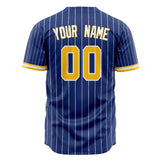 Custom Royal Baseball Jersey (With Gold White Pinstripe)