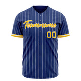 Custom Royal Baseball Jersey (With Gold White Pinstripe)