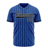 Custom Royal Baseball Jersey (With Black White Pinstripe)