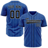 Custom Royal Baseball Jersey (With Black White Pinstripe)