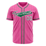 Custom Pink Baseball Jersey (With Kelly Green Cream Pinstripe)