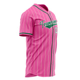 Custom Pink Baseball Jersey (With Kelly Green Cream Pinstripe)