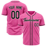 Custom Pink Baseball Jersey (With Black Cream Pinstripe)