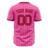 Custom Pink Baseball Jersey (With Red Cream Pinstripe)