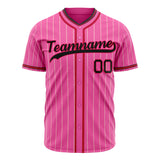 Custom Pink Baseball Jersey (With Red Cream Pinstripe)