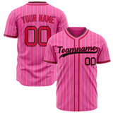 Custom Pink Baseball Jersey (With Red Cream Pinstripe)