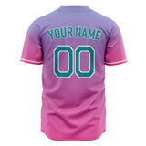 Custom Pink Baseball Jersey (With Teal Pink Blue Gradient)