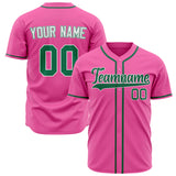 Custom Pink Baseball Jersey (With Kelly Green Color)