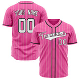 Custom Pink Baseball Jersey (With White Cream Pinstripe)