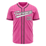 Custom Pink Baseball Jersey (With Black Cream Pinstripe)