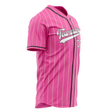 Custom Pink Baseball Jersey (With Black Cream Pinstripe)