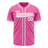Custom Pink Baseball Jersey (With White Cream Pinstripe)