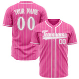 Custom Pink Baseball Jersey (With White Cream Pinstripe)