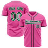 Custom Pink Baseball Jersey (With Kelly Green Color)