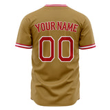 Custom Old Gold Baseball Jersey (With Red Color)