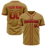 Custom Old Gold Baseball Jersey (With Red Color)