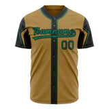 Custom Old Gold Baseball Jersey (With Black 3 Colors Arm Shapes)