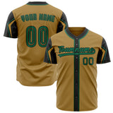 Custom Old Gold Baseball Jersey (With Black 3 Colors Arm Shapes)