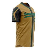 Custom Old Gold Baseball Jersey (With Black 3 Colors Arm Shapes)