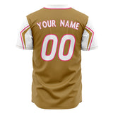 Custom Old Gold Baseball Jersey (With White 3 Colors Arm Shapes)