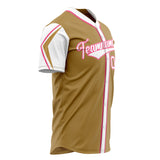 Custom Old Gold Baseball Jersey (With White 3 Colors Arm Shapes)