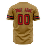 Custom Old Gold Baseball Jersey (With Red Color)