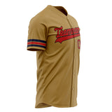 Custom Old Gold Baseball Jersey (With Red Color)